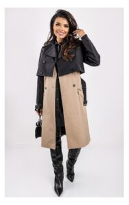 Trench Karl Lagerfeld 3W1 Czarno-Beżowy