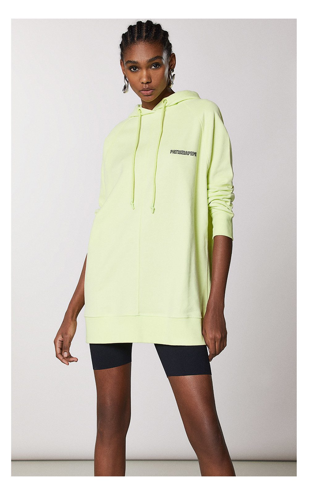 Bluza Patrizia Pepe Oversize Z Kapturem Limonkowa