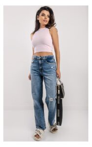 Crop Top Guess Prążkowany Różowy