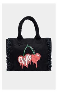 Torba Pinko Shopper Płócienna Czarna