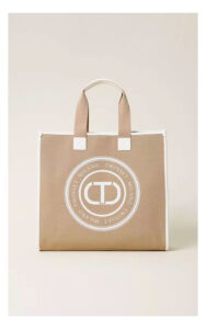 Torebka Twinset Shopper Płócienna Beżowa