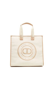 Torebka Twinset Shopper Płócienna Kremowa