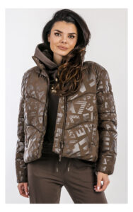 Kurtka EA7 zimowa bomber w monogram brązowa