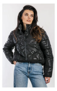 Kurtka EA7 zimowa bomber w monogram czarna
