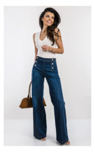 Jeansy TWINSET wide leg z guzikami granatowe