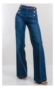 Jeansy TWINSET wide leg z guzikami granatowe