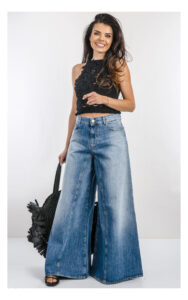 Jeansy PINKO Winona typu wide leg niebieskie