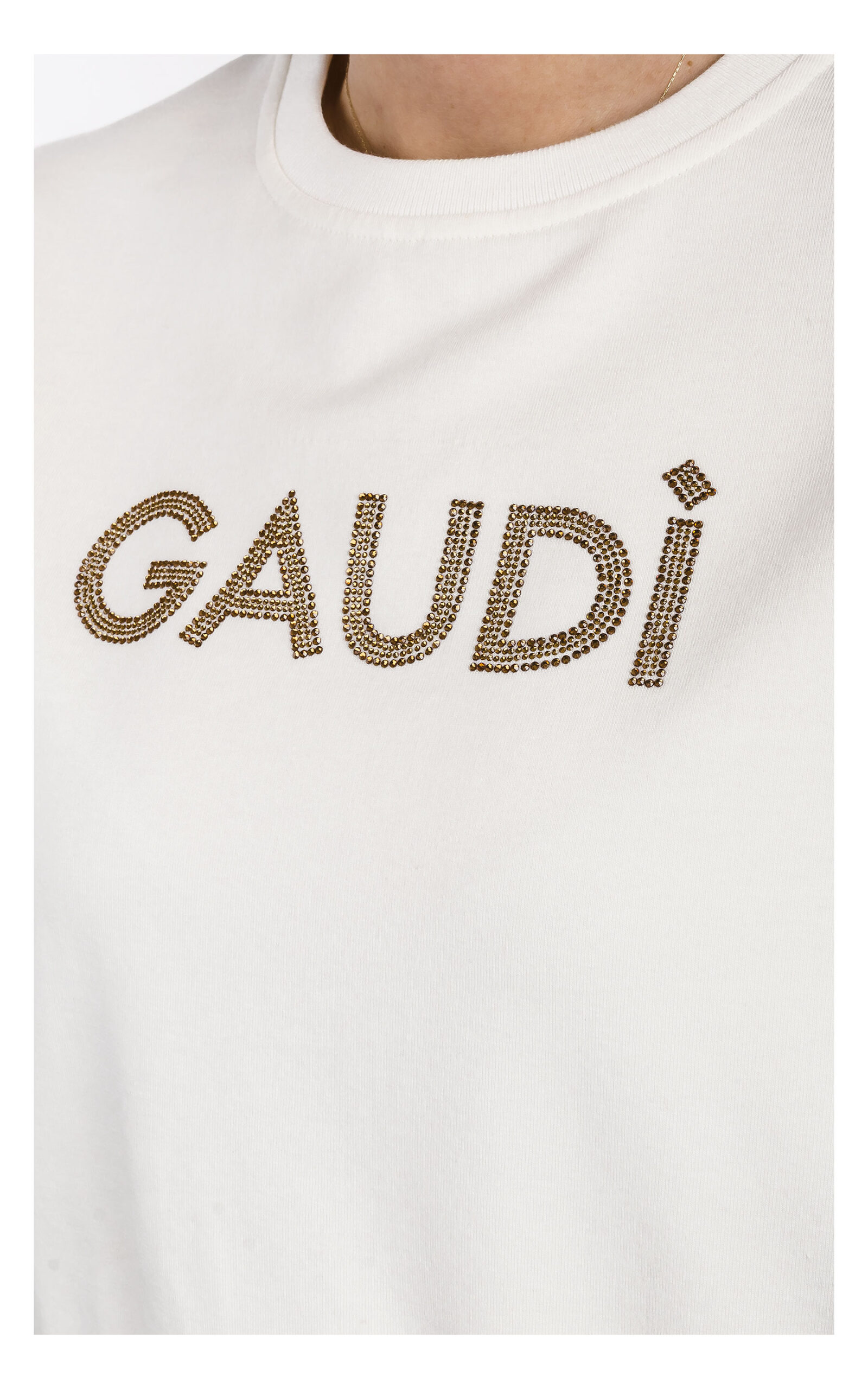 widok na zbliżenie personalizacji marki bluzy gaudi