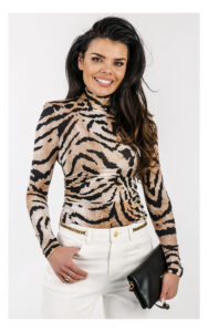Bluzka MARCIANO GUESS z golfem w zwierzęcy print