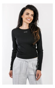 Bluzka GUESS Active longsleeve prążkowana czarna