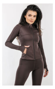 Bluza GUESS ACTIVE rozpinana gładka basic brązowa