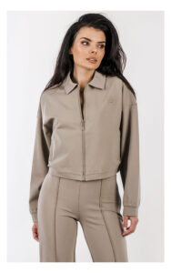 Bluza GUESS Active rozpinana z kołnierzykiem oliwkowa