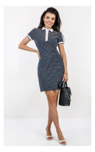 Sukienka GUESS polo w paski granatowa