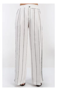 Spodnie ACCESS wide leg w paski białe