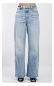 Jeansy GUESS wide leg z guzikami jasnoniebieskie