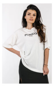 T-shirt PINKO Carmagnola oversize biały