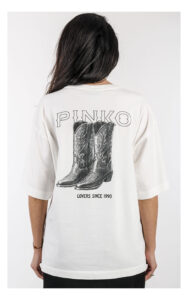 T-shirt PINKO Carmagnola oversize biały