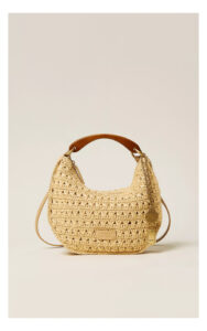 Torebka TWINSET hobo z rafii beżowa