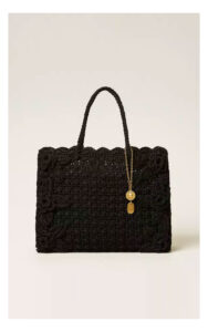Torebka TWINSET shopper szydełkowa czarna
