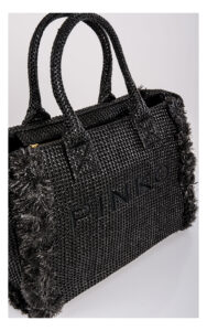 Torebka PINKO Beach shopper z rafii czarna