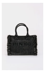 Torebka PINKO Beach shopper z rafii czarna
