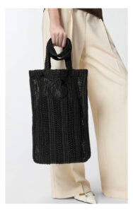 Torebka PINKO Easy shopper z rafii czarna