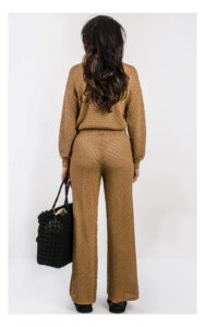 Sweter TWINSET U&B ażurowy z kołnierzykiem brązowy