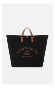 Torebka ELISABETTA FRANCHI shopper płócienna czarna
