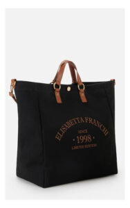 Torebka ELISABETTA FRANCHI shopper płócienna czarna