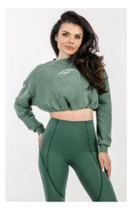 Bluza PATRIZIA PEPE cropped logowana zielona