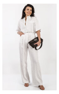 Spodnie PATRIZIA PEPE szerokie nogawki w paski białe