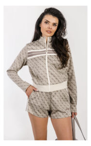 Bluza GUESS Active rozpinana w monogram beżowa