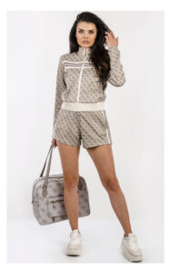 Szorty GUESS dresowe w monogram beżowe