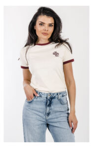 T-shirt GUESS Active z logo 4G kremowa