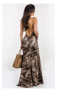 Sukienka ELISABETTA FRANCHI satynowa w print brązowa