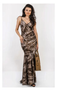 Sukienka ELISABETTA FRANCHI satynowa w print brązowa