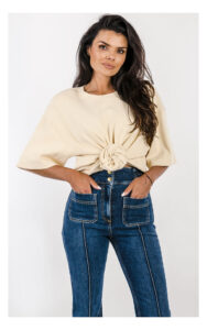 T-shirt VICOLO oversize prążkowany żółty