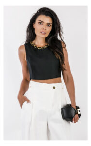 Top ELISABETTA FRANCHI z łańcuchem czarny