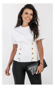 T-shirt ELISABETTA FRANCHI z guzikami biały