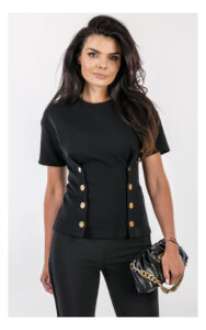 T-shirt ELISABETTA FRANCHI z guzikami czarny