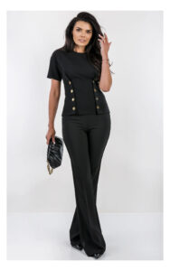 T-shirt ELISABETTA FRANCHI z guzikami czarny