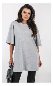 T-shirt VICOLO oversize prążkowany szary