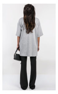 T-shirt VICOLO oversize prążkowany szary