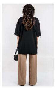 T-shirt VICOLO oversize prążkowany czarny