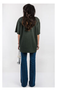 T-shirt VICOLO oversize prążkowany ciemnozielony