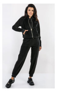 Bluza EA7 welurowa rozpinana czarna
