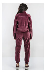 Bluza EA7 welurowa rozpinana bordowa
