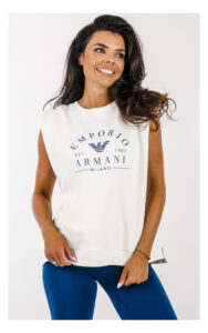 Bluza EMPORIO ARMANI bez rękawów kremowa