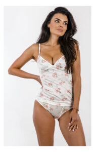Top EMPORIO ARMANI piżamowy w kwiaty biały